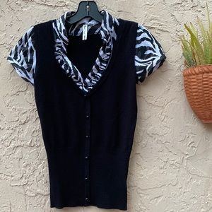 Cute Heart & Soul All in One Black and White Animal Print Sweater Top
